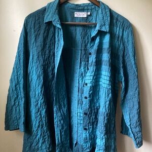 Habitat Women’s Casual Teal Button Down Shirt - Cotton
